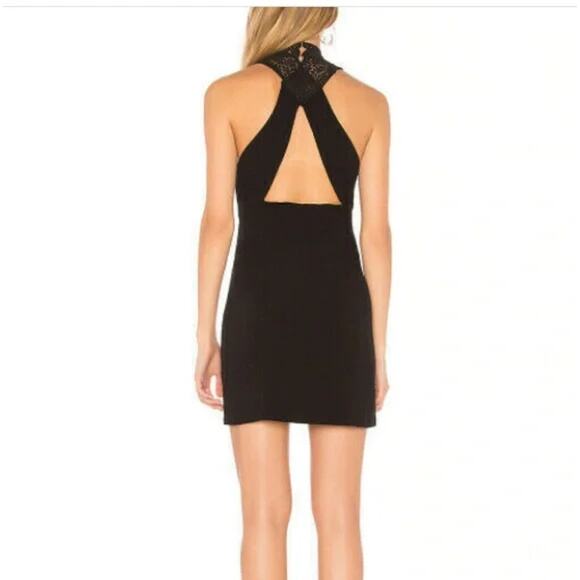 Intimately by Free People NWT Black Lace Cutout Corset Mock Neck Mini Dress M - Picture 3 of 13